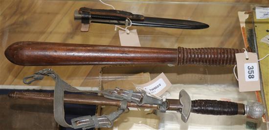 A German WWII Luftwaffe Officers dress dagger, pattern no. 2 and two other items,